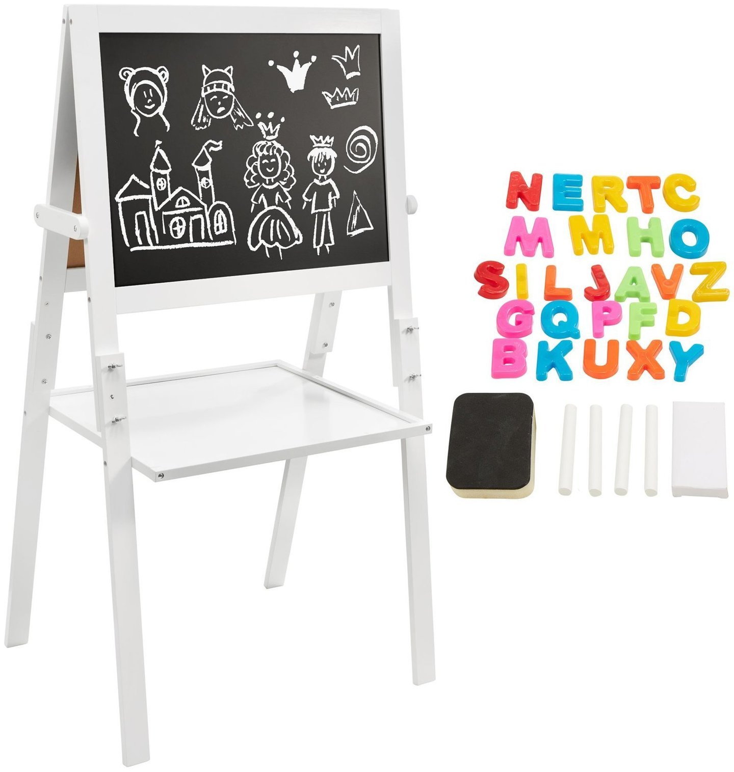 Double-sided Educational Board: Magnetic And Chalk - Whiteboard, Wooden ...