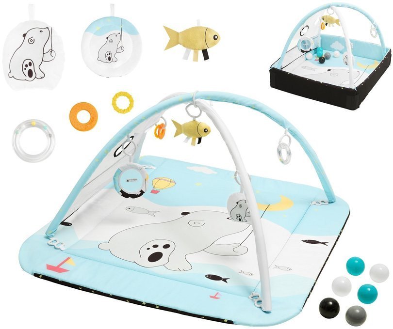 Playpen + interactive 5in1 play mat with balls - Moby-System BABY MAT ACTIVE GYM 0+