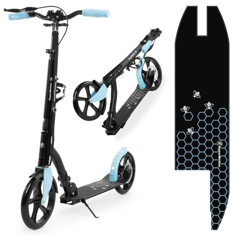 Two-wheeled city scooter HONEYBEE Blue HyperMotion 100kg - full aluminum, large 250mm wheels