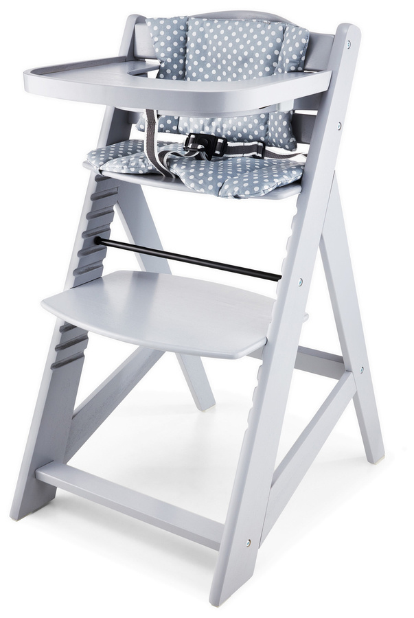 Wooden baby highchair, Moby-System WOODY - gray