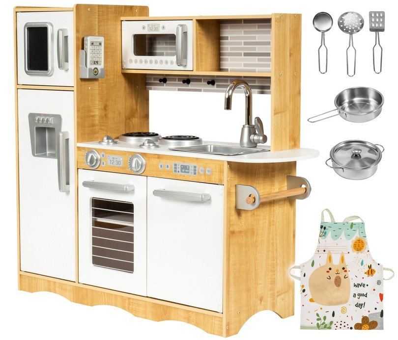 XXL wooden kitchen with LED lighting, apron and accessories