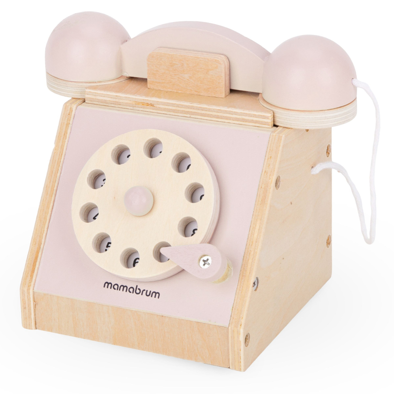 Retro wooden phone - pastel pink