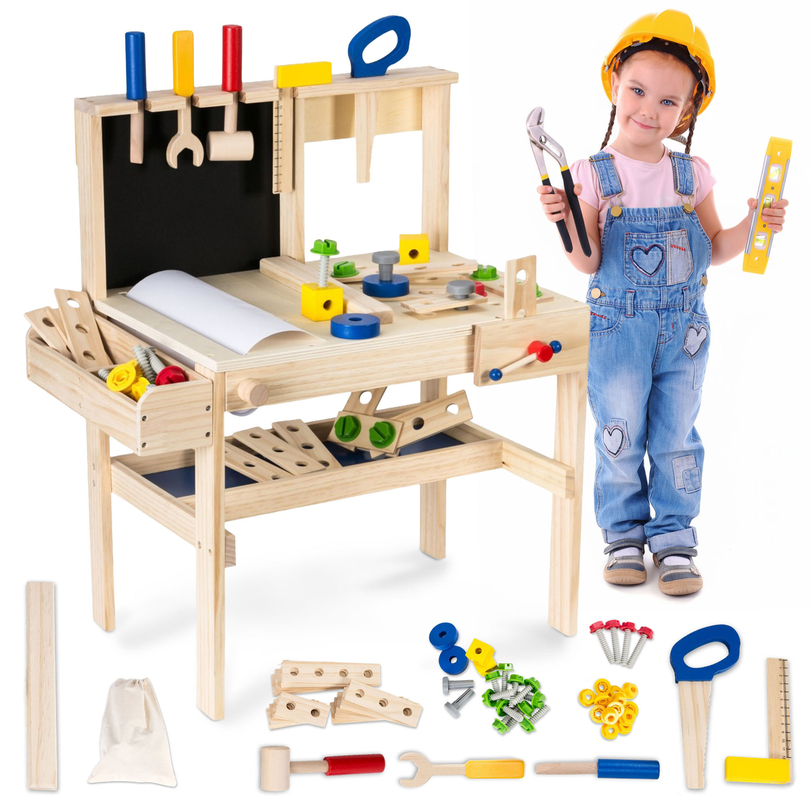 Wooden DIY set - workshop with 75 items