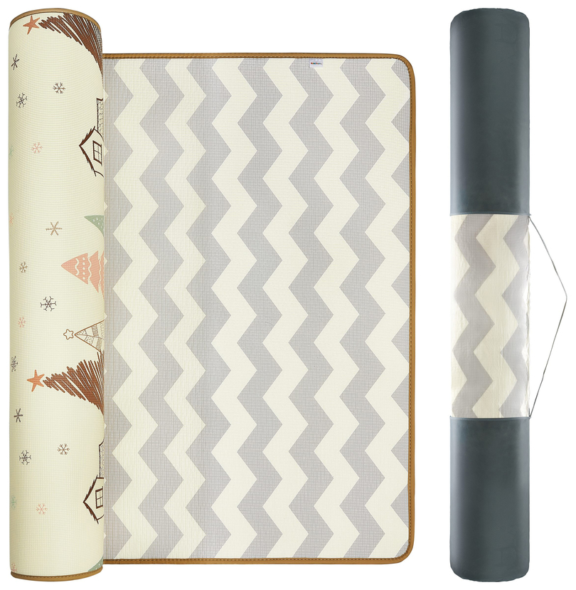 Double-sided foam mat XXL - roll 2 cm  (patterns: forest and zigzags)