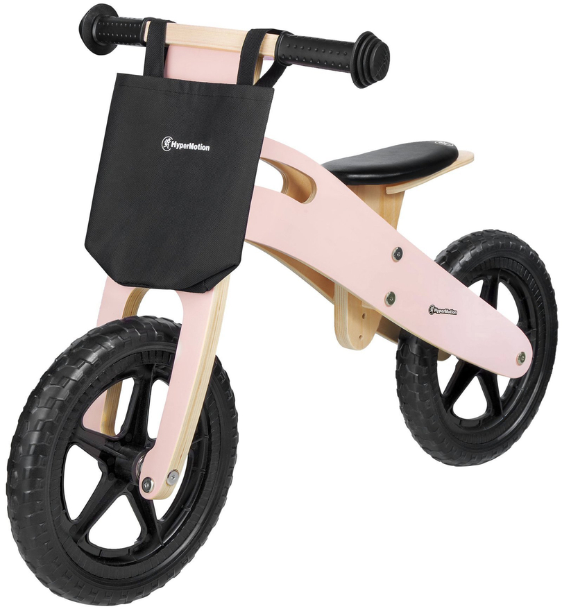 HyperMotion LEXI Wooden Balance Bike - foam wheels, super lightweight - pink