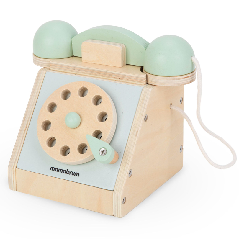 Retro wooden phone - mint