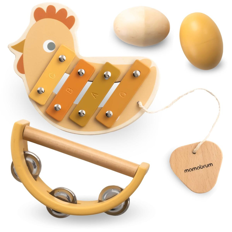 Set of instruments with a chicken motif