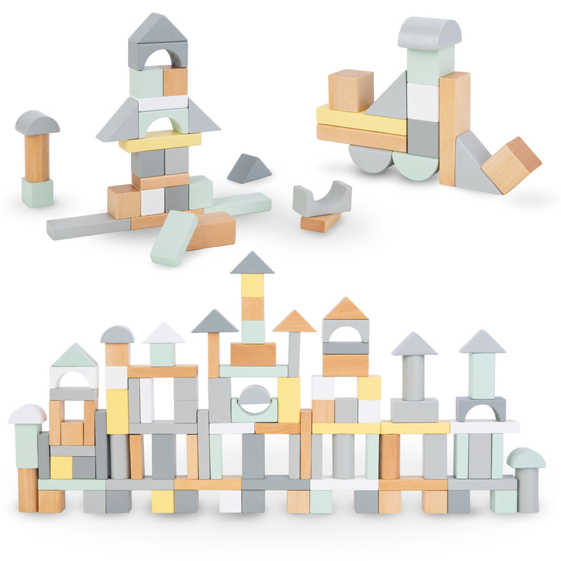 Pastel wooden blocks - set of 100 XL pieces