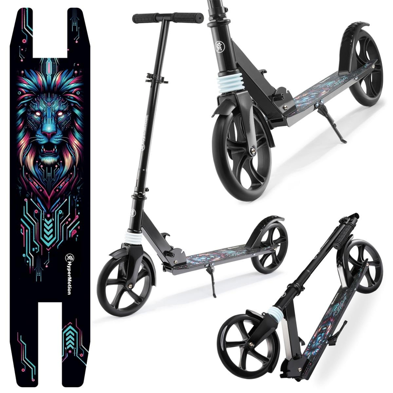 Two-wheeled scooter for young adults - with shock absorber - Hypermotion CITY SWIFT Digital Lion - 100kg