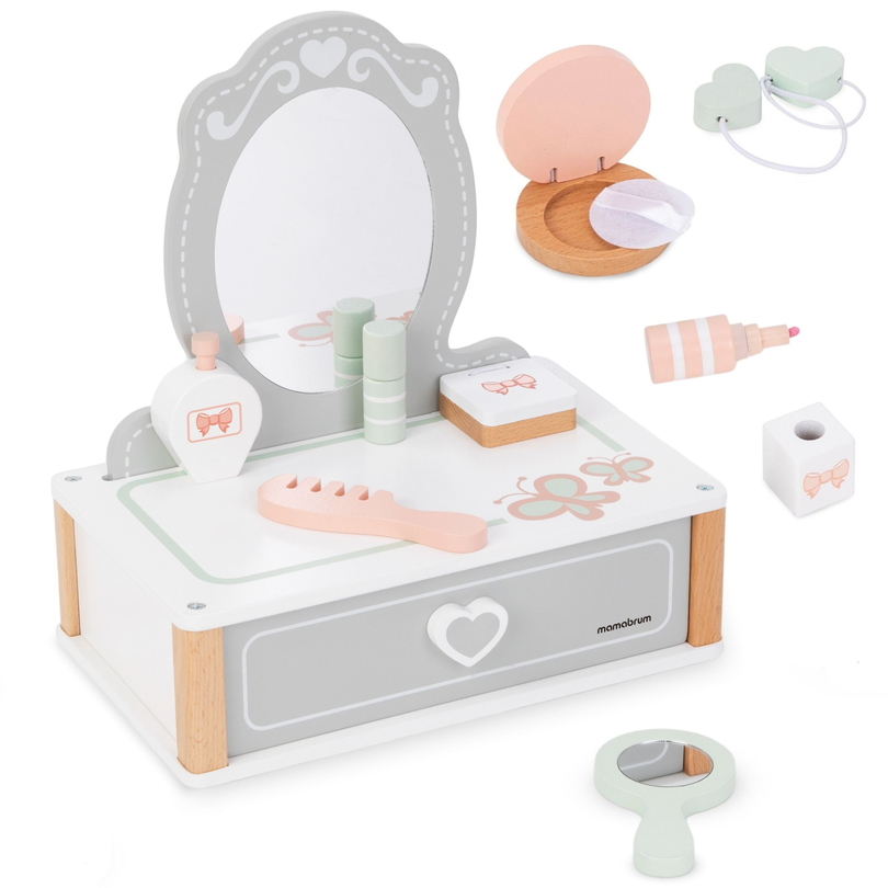 Wooden children's dressing table with accessories