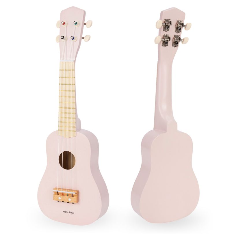 Wooden guitar for children - ukulele - pink color