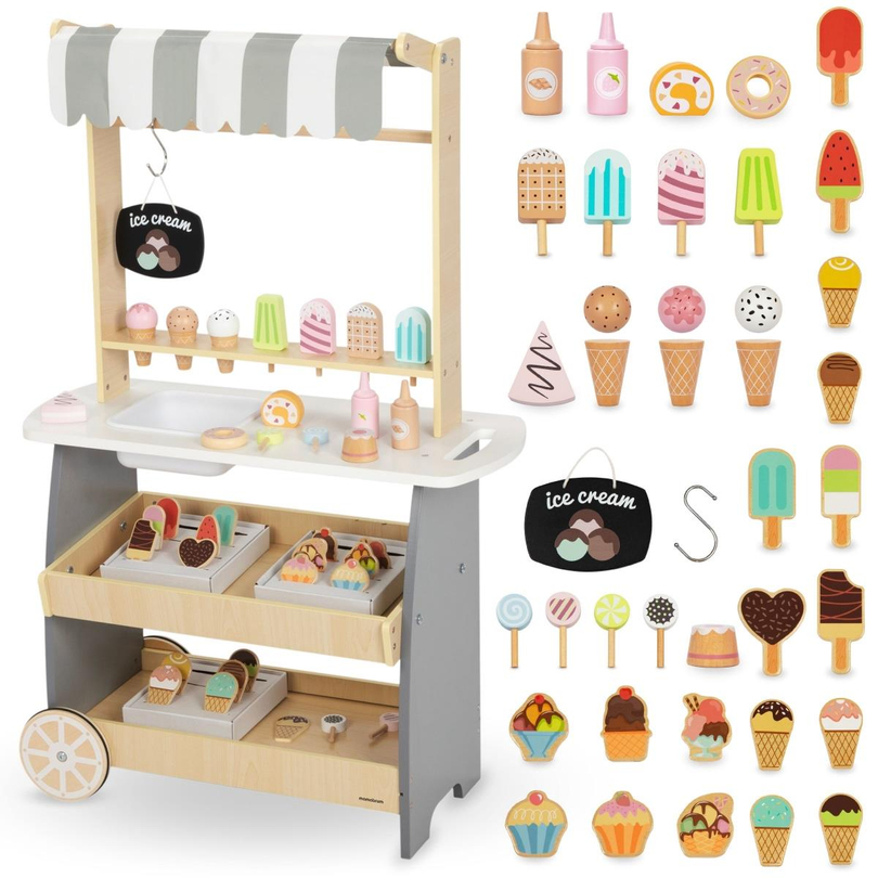 Wooden ice cream parlor on wheels - ice cream cart