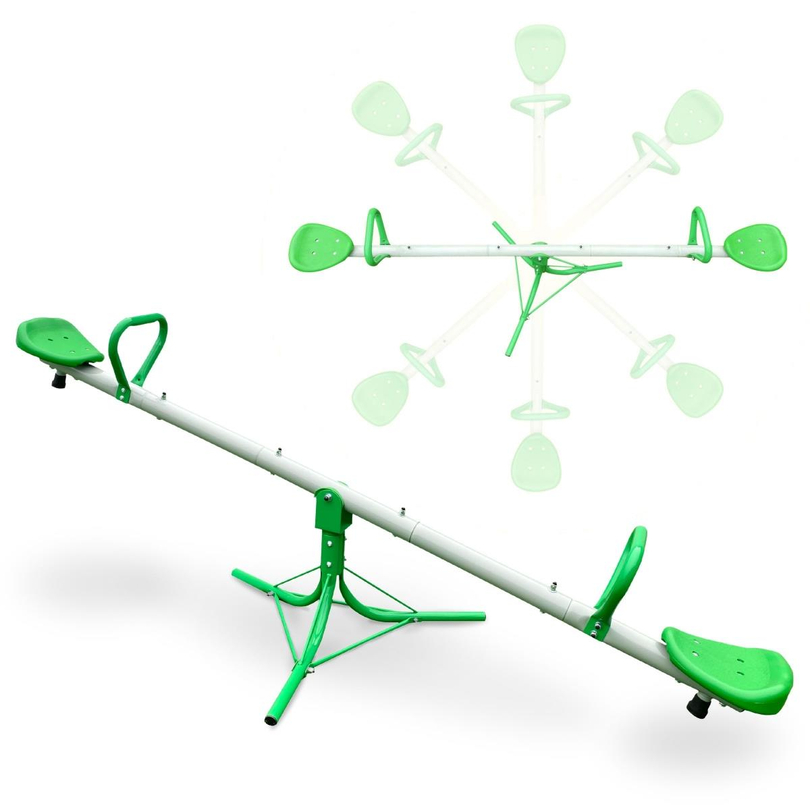 2-in-1 swing garden swing, 2-person balance beam with 360-degree carousel function