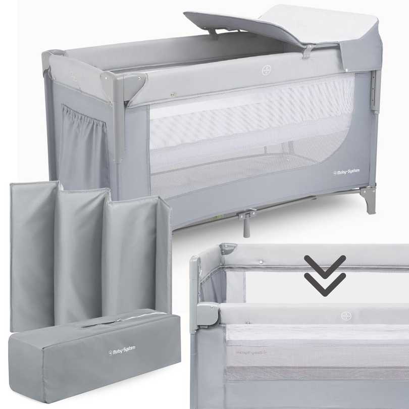 Closely 3-in-1 convertible travel crib with changing table, mattress and carry bag